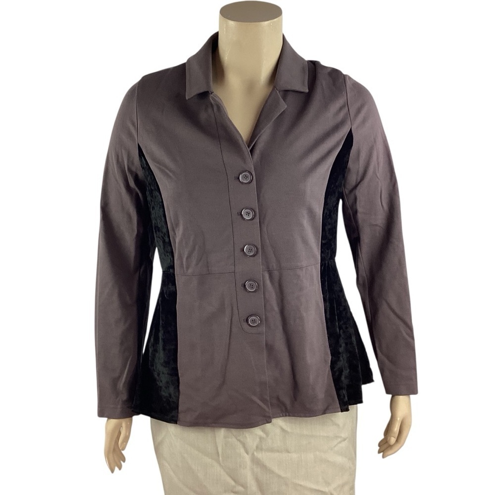 LOGO Lavish Callie Button Front Knit Jacket Gray Black Size L